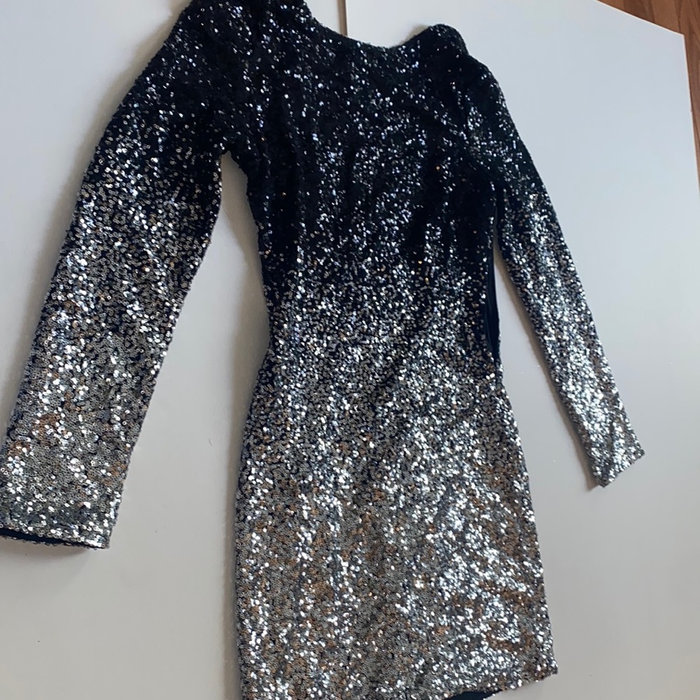 Black and silver mini dress